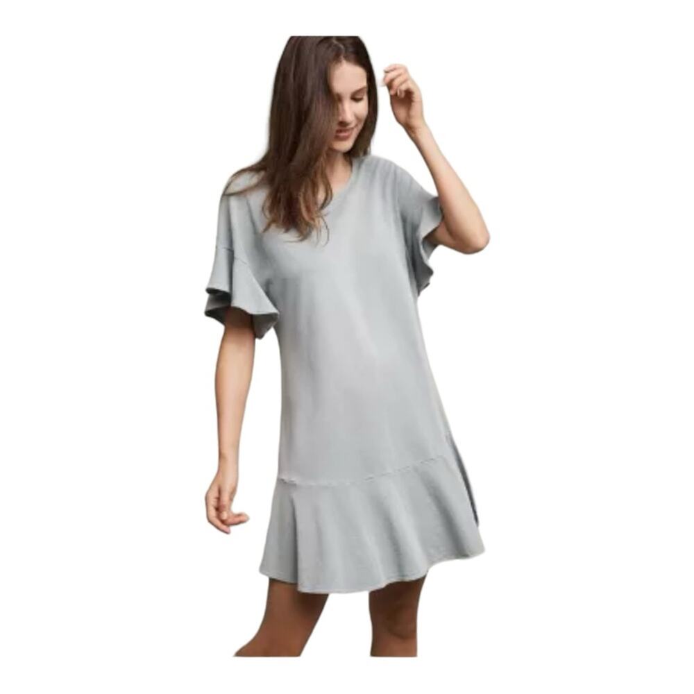 Anthropologie Odette Ruffle Sleeve Feminine Minimalist Dress